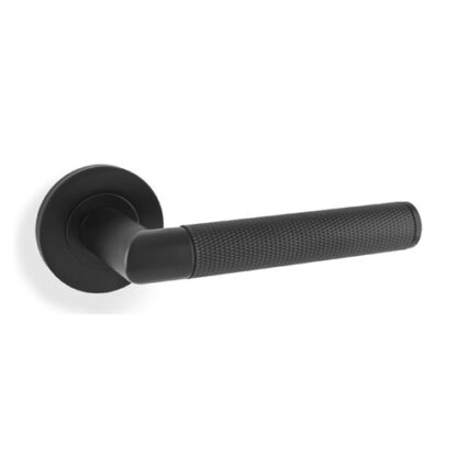 Alexander & Wilks AW210BL Harrier Knurled Lever on Round Rose - Black (LEAD TIME: 2-3 DAYS)