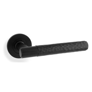 Alexander & Wilks AW223BL Spitfire Hammered Lever on Round Rose - Black (LEAD TIME: 2-3 DAYS)