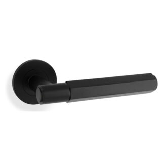 Alexander & Wilks AW224BL Spitfire Hex Lever on Round Rose-  Black (LEAD TIME: 2-3 DAYS)