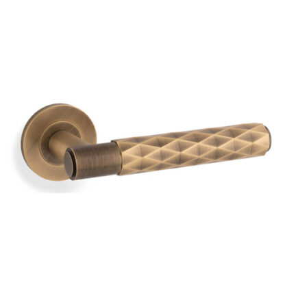 Alexander & Wilks aw226AB SPITFIRE LEVER DIAMOND CUT ON 50X6MM ROSE - Antique Brass (LEAD TIME: 2-3 DAYS)