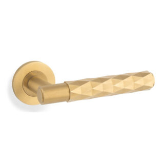 Alexander & Wilks aw226SBPVD SPITFIRE LEVER DIAMOND CUT ON 50X6MM ROSE - Satin Brass PVD (LEAD TIME: 2-3 DAYS)