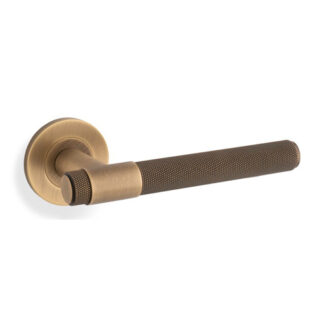 Alexander & Wilks AW240AB Knurled Kingstone Lever on Round Rose - Antique Brass (LEAD TIME: 2-3 DAYS)