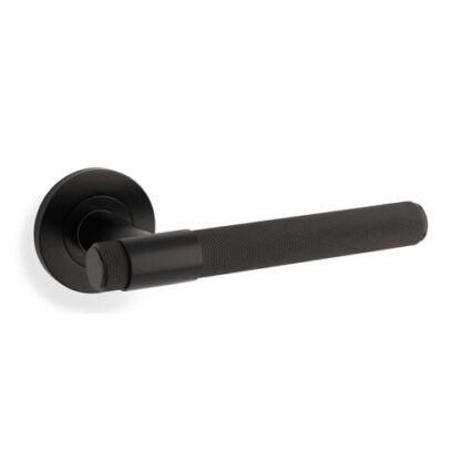 Alexander & Wilks AW240BL Knurled Kingstone Lever on Round Rose - Black (LEAD TIME: 2-3 DAYS)