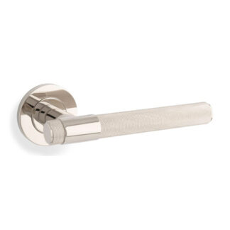 Alexander & Wilks AW240PNPVD Knurled Kingstone Lever on Round Rose - Polished Nickel PVD (LEAD TIME: 2-3 DAYS)