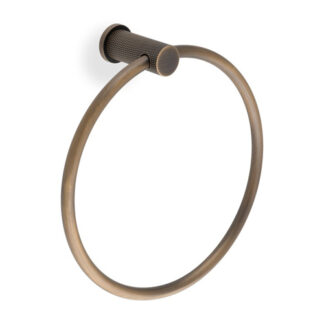 Alexander & Wilks AW451AB Brunel Diamond Knurled Towel Ring - Antique Brass (LEAD TIME: 2-3 DAYS)