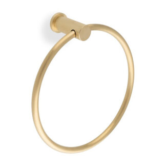 Alexander & Wilks AW451SBPVD Brunel Diamond Knurled Towel Ring - Satin Brass PVD (LEAD TIME: 2-3 DAYS)