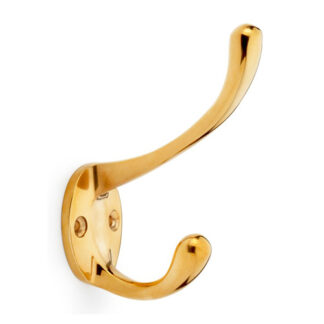 Alexander & Wilks AW770PBU Victorian Hat and Coat Hook - Polished Brass Unlacquered (LEAD TIME: 2-3 DAYS)
