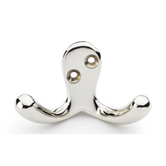 Alexander & Wilks AW773PN Victorian Double Robe Hook - Polished Nickel (LEAD TIME: 2-3 DAYS)