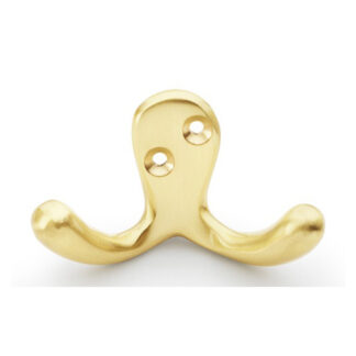 Alexander & Wilks AW773SB Victorian Double Robe Hook - Satin Brass (LEAD TIME: 2-3 DAYS)