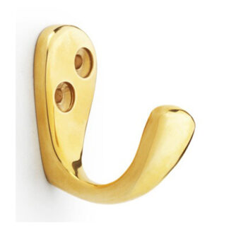 Alexander & Wilks AW774PBU Victorian Single Robe Hook - Polished Brass Unlacquered (LEAD TIME: 2-3 DAYS)