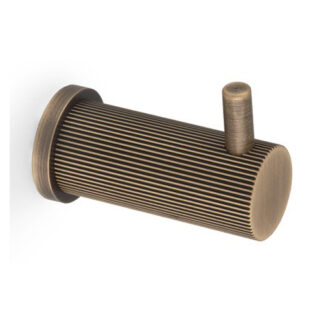 Alexander & Wilks AW776AB BRUNEL REEDED COAT HOOK ON 25MM ROSE - Antique Brass (LEAD TIME: 2-3 DAYS)