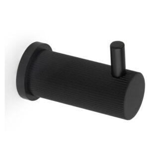 Alexander & Wilks AW776BL BRUNEL REEDED COAT HOOK ON 25MM ROSE - Black (LEAD TIME: 2-3 DAYS)