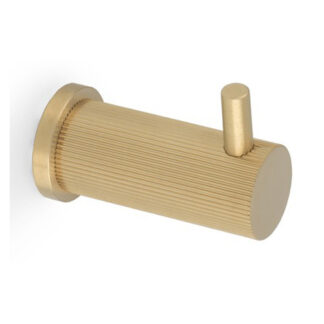 Alexander & Wilks AW776SBPVD BRUNEL REEDED COAT HOOK ON 25MM ROSE - Satin Brass PVD (LEAD TIME: 2-3 DAYS)