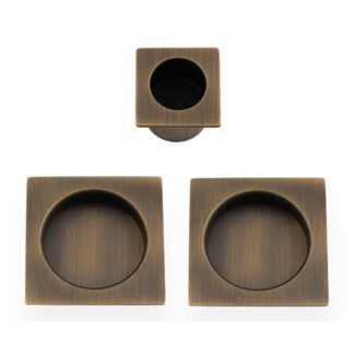 Alexander & Wilks AW995AB Square sliding door pull kit-Antique Brass (LEAD TIME: 2-3 DAYS)