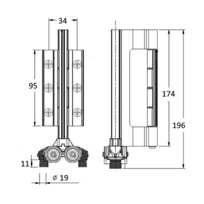 Clearspan for System AF70 Bi-Fold Doors Bottom Roller - Image 2