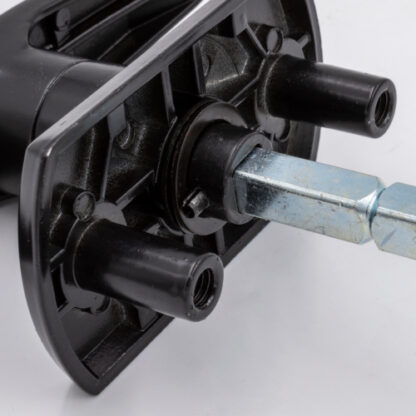 Universal Garage Door T Handle - Screwhole in end of spindle - Square Spindle - Long Lugs - Rear Fix - Image 3