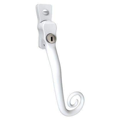 Mila CB700102 Mila Heritage Monkey Tail Casement Handle White Right hand (LEAD TIME: 2-3 DAYS)