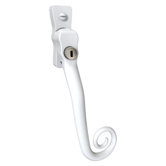 Mila CB700103 Mila Heritage Monkey Tail Casement Handle White Left hand (LEAD TIME: 2-3 DAYS)
