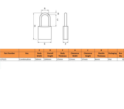 Squire CP50 50mm Long Shackle Combination Padlock - Image 2