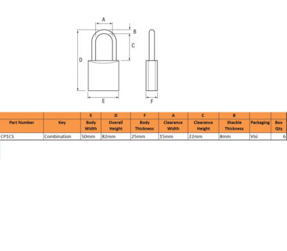 Squire CP50 50mm Close Shackle Combination Padlock - Image 2