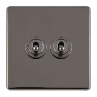 Eurolite ECBNT2SW 2 GANG 10AMP 2WAY TOGGLE SWITCH BLACK NICKEL PLATE (LEAD TIME: 2-3 DAYS)