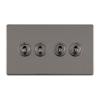 Eurolite ECBNT4SW 4 GANG 10AMP 2WAY TOGGLE SWITCH BLACK NICKEL PLATE (LEAD TIME: 2-3 DAYS)