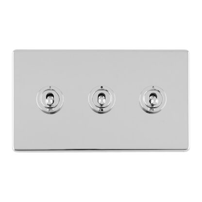 Eurolite ECPCT3SW 3 GANG 10AMP 2WAY TOGGLE SWITCH POLISHED CHROME PLATE (LEAD TIME: 2-3 DAYS)