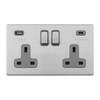 Eurolite ECSS2USBCG Concealed 3mm 2 Gang USBC Socket (LEAD TIME: 2-3 DAYS)