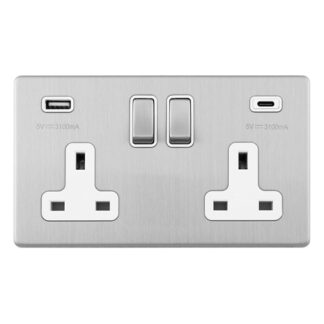 Eurolite ECSS2USBCW Concealed 3mm 2 Gang USBC Socket (LEAD TIME: 2-3 DAYS)