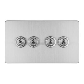 Eurolite ECSST4SW 4 GANG 10AMP 2WAY TOGGLE SWITCH SATIN STAINLESS PLATE (LEAD TIME: 2-3 DAYS)