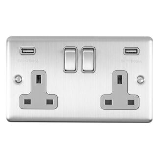 Eurolite EN2USBSSG 2 Gang USB Socket (LEAD TIME: 2-3 DAYS)