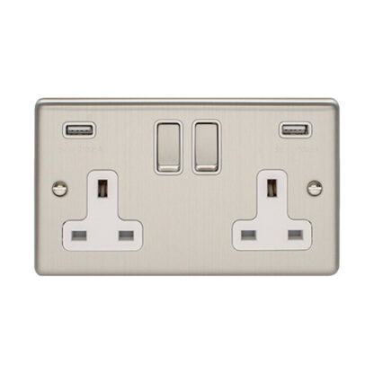 Eurolite EN2USBSSW 2 Gang USB Socket (LEAD TIME: 2-3 DAYS)