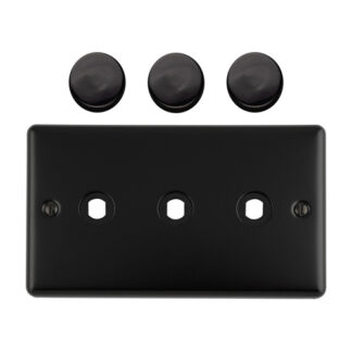 Eurolite EN3DIMMBB Dimmer Switch Plate-Matt Black-3 Gang (LEAD TIME: 2-3 DAYS)