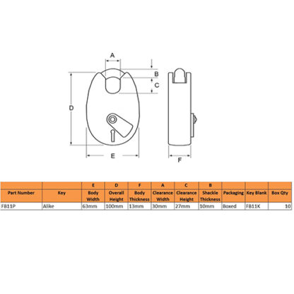 Fire Brigade FB11 Open Shackle Galvanised Padlock - Image 2