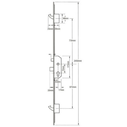 Fix 6025 Latch Deadbolt 2 Hooks Lift Lever Multipoint Door Lock (Euro Cylinder Version) - Image 2
