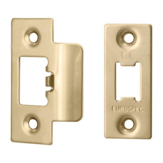 EuroSpec FSF5009PVD Forend Strike & Fixing Pack To Suit Heavy Duty Tubular Latch-PVD-Square Forend (LEAD TIME: 2-3 DAYS)