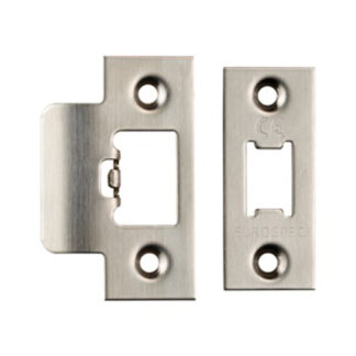 EuroSpec FSF5009SSS Forend Strike & Fixing Pack To Suit Heavy Duty Tubular Latch-Satin Stainless Steel-Square Forend (LEAD TIME: 2-3 DAYS)