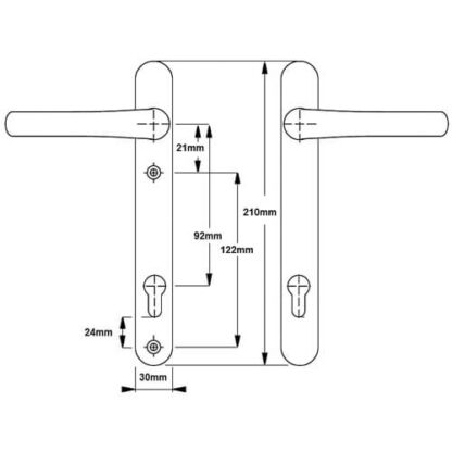 Hoppe Tokyo Lever Lever UPVC Multipoint Door Handles -  92mm PZ Unsprung 210mm Screw Centres - Image 2