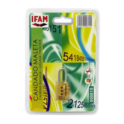 Ifam 20mm Open Shackle Combination Brass Luggage Padlock - Image 2