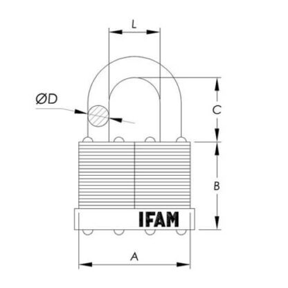Ifam LM30 30mm Padlock - Open Shackle - Image 2