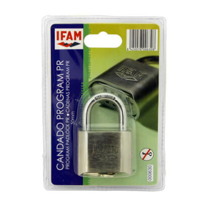 Ifam 50mm Open Shackle Combination Chrome Padlock - Image 3