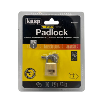 Kasp 125 Series 25mm Open Shackle Brass Padlock - Image 6