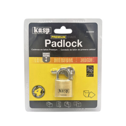 Kasp 125 Series 30mm Open Shackle Brass Padlock - Image 4