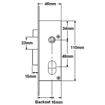 Union L22214 Oval 2" Mortice Sashlock for Metal Doors - Image 2
