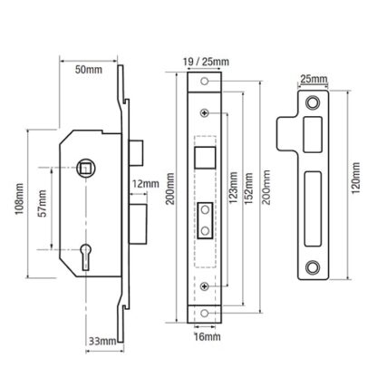 Willenhall M5 Non British Standard 5 Lever 2" Cranked 19mm Extended Forend Mortice Sashlock - Image 8