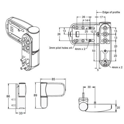 Avocet Triad Mini 3D Flag Hinge for UPVC Doors - Image 2