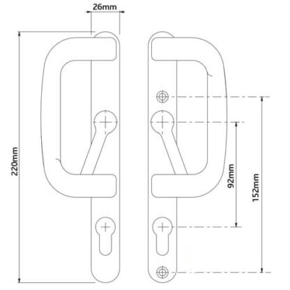 Winlock Bombardier Handle Set for Patio Doors - Image 2