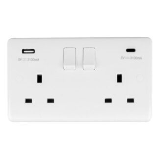 Eurolite PL4620C Enhance White Plastic 2 Gang USB C Socket (LEAD TIME: 2-3 DAYS)