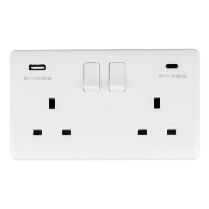 Eurolite PL4620C Enhance White Plastic 2 Gang USB C Socket (LEAD TIME: 2-3 DAYS)
