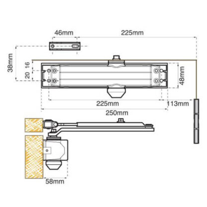 Union RetroV Size 3-4 Overhead Door Closer - Image 3